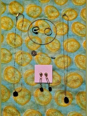 Gold-Tone and Black Jewelry Set